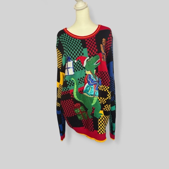 Holiday Time Multicolor Dinosaur Sweater - Picture 1 of 7